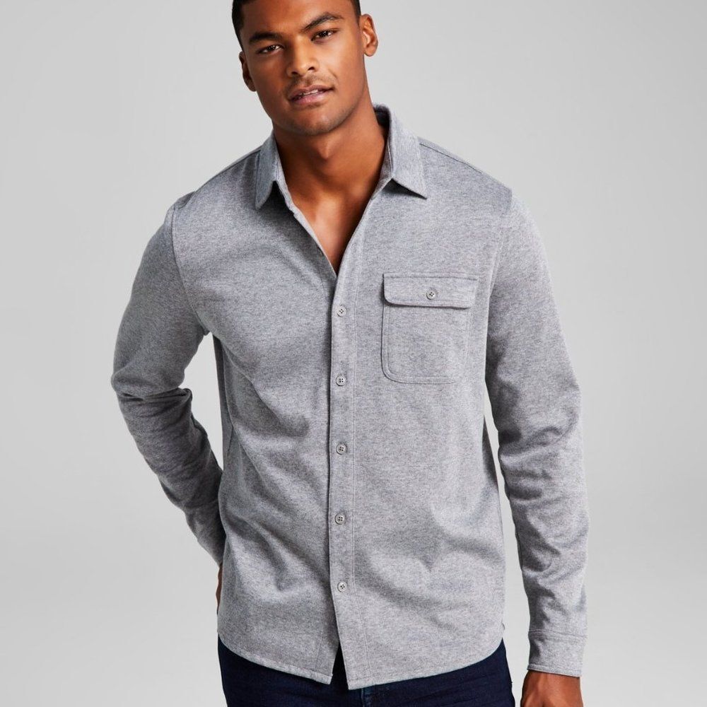 And Now This Men's Classic-Fit Solid Long Sleeve Knit Shirt